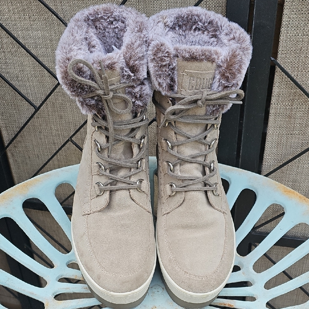 Cougar Tan Winter Rain Boots with Faux Fur Lining